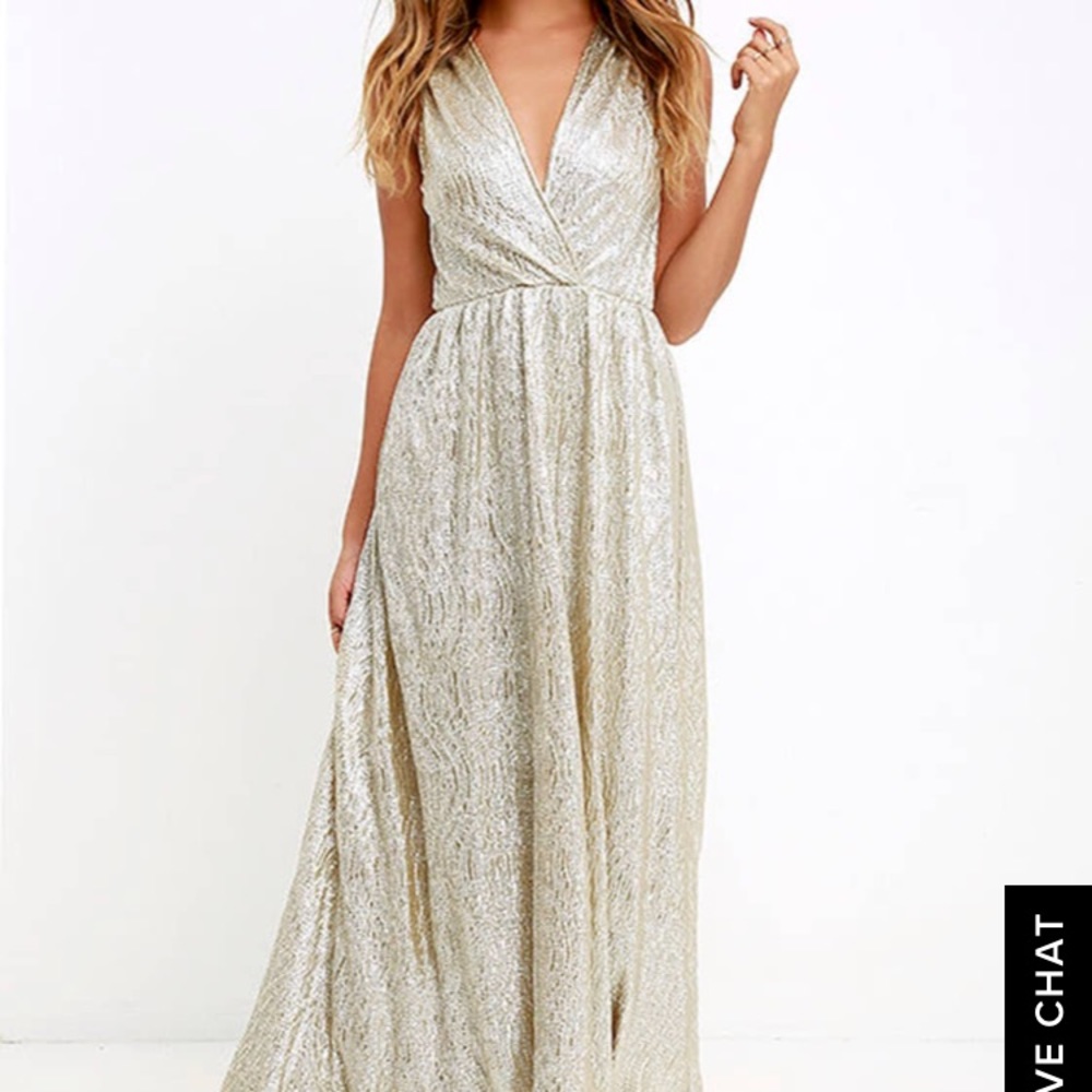 Lulu’s All That Shimmers Is Gold Maxi Dress